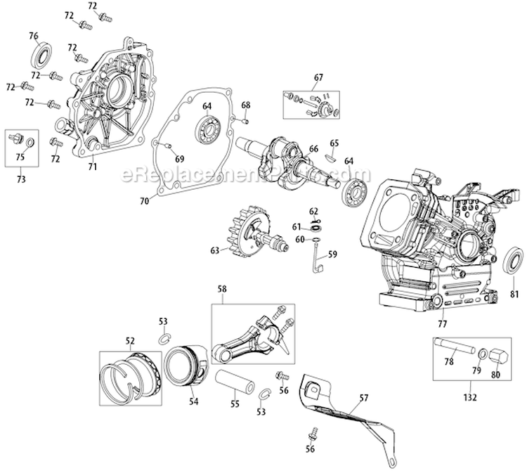 Crankcase Diagram and Parts List for 2011 Yard Machines Snow Blower